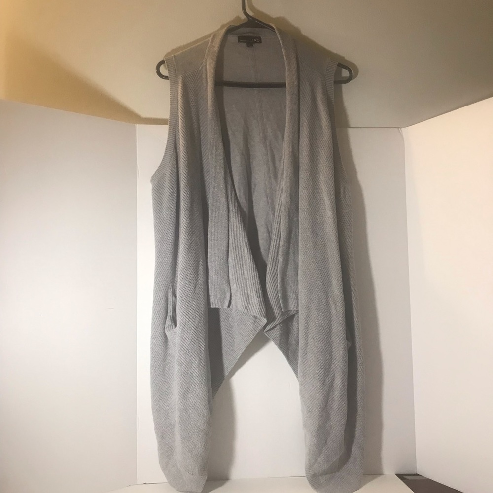 RXB draped sweater size large sleeveless gray cardigan